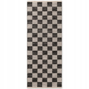 Chodnik naturalny z juty ELLE DECORATION HARVEST SIERRA 80x300cm w kolorze kremowo czarnym z frędzlami, tkany ręcznie