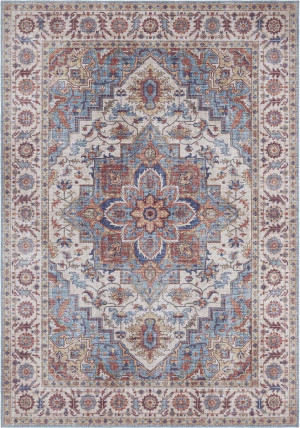 Dywan orientalny do salonu 120x160cm NOURISTAN Asmar Anthea, czerwono niebiesk, płasko tkany