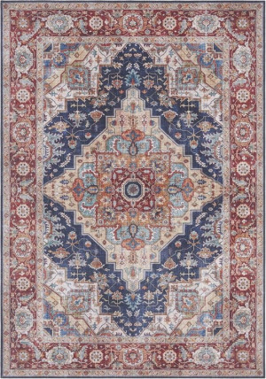 Dywan orientalny do salonu 160x230cm,NOURISTAN SYLLA, czerwono niebieski płasko tkany