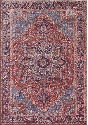 Dywan orientalny do salonu 160x230cm-NOURISTAN AMATA. czerwono niebieski płasko tkany