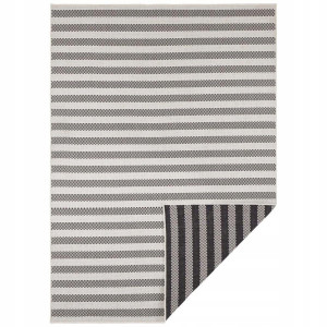 Dywan kremowo czarny w paski dwustronny 80x150 cm
