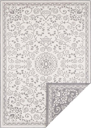 Dywan na taras 80x150cm NORTHRUGS LEYTE- szaro kremowy, dwustronny płasko tkany,zewnętrzno-wewnętrzny