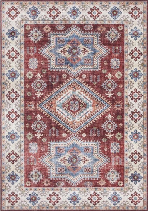 Dywan orientalny do salonu 200x290cm NOURISTAN GRATIA, płasko tkany, czerwono kremowy beżowy