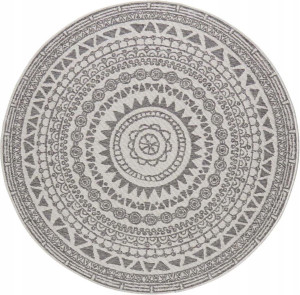 Dywan okrągły, Northrugs/Bougari CORON- , szaro kremowy ,dwustronny zewnętrzno wewnętrzny dywan sznurkowy 200 cm