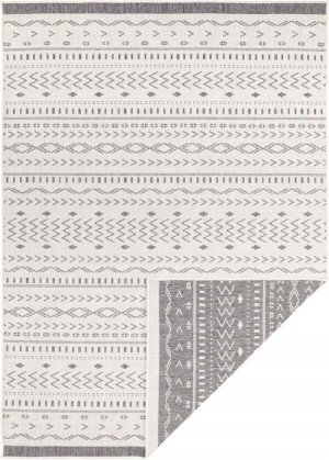 Dywan na taras 200x290cm -NORTHRUGS KUBA szaro kremowy dywan,dwustronny, zewnętrzno-wewnętrzny sznurkowy, płasko tkany