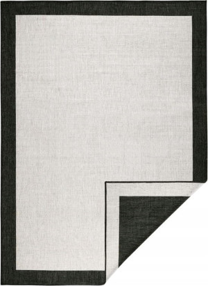 Dywan na taras 200x290cm -NorthRUGS PANAMA czarno kremowy dywan,dwustronny, zewnętrzno-wewnętrzny sznurkowy, płasko tkany