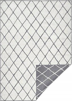 Dywan zewnętrzno-wewnętrzny na taras 120x170cm,dwustronny ,sznurkowy NORTHRUGS TWIN , szro kremowy , płasko tkany