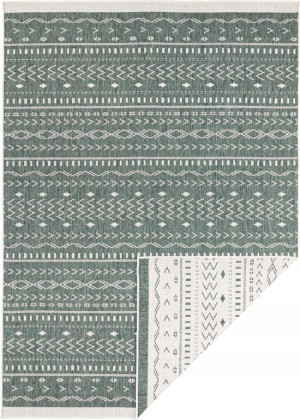 Dywan zewnętrzno-wewnętrzny na taras 120x170cm,dwustronny ,sznurkowy NORTHRUGS KUBA, zielono kremowy, płasko tkany