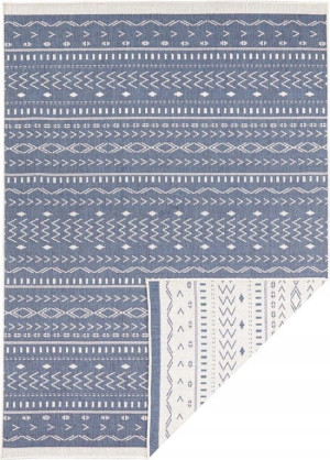 Dywan zewnętrzno-wewnętrzny na taras 120x170cm,dwustronny ,sznurkowy Northrugs KUBA, niebiesko kremowy, płasko tkany