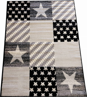 Dywan dziecięcy "Patchwork" szaro – czarny w gwiazdy