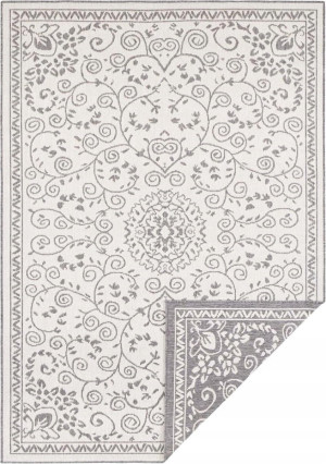 Dywan zewnętrzno-wewnętrzny na taras 120x170cm,dwustronny ,sznurkowy Northrugs LEYTE, szaro kremowy, płasko tkany
