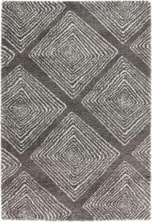 Szary dywan shaggy do salonu, gęsty 160x230 cm