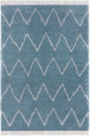 Niebieski dywan Shaggy Boho z frędzlami, Mint Rugs Ruby 160x230
