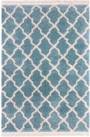 Niebieski dywan SHAGGY BOHO z frędzlami. Mint Rugs Pearl 120x170cm