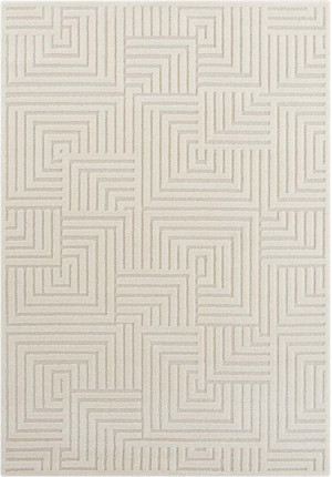 Dywan do salonu 120x170cm- Elle Decoration MANIPU,kremowy nowoczesny tłoczony wzór labirynt