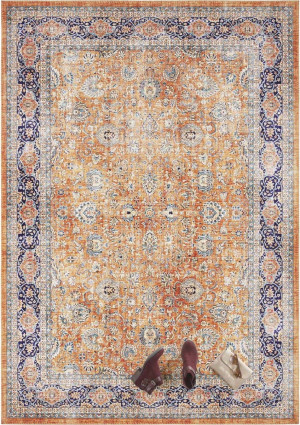 Dywan orientalny do salonu 160x230cm,Elle Decor Maschad, pomarańczowo niebieski płasko tkany