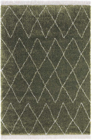 Zielony gruby dywan Shaggy Mint Rugs Jade,wzór boho z frędzlami 80x150cm