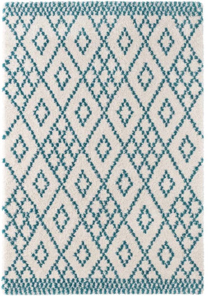 Gruby dywan kremowo błękitny SHAGGY, Mint Rugs Chess 200x290cm