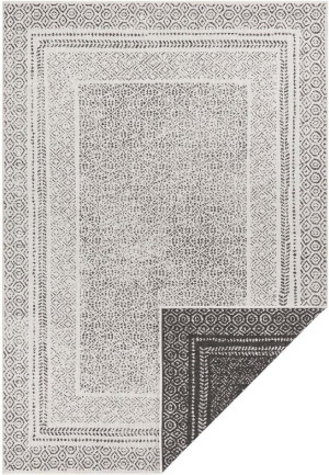 Dywan dwustronny,płasko tkany,sznurkowy, zewnętrzno-wewnętrzny Bougari Twin,czarny 120x170cm