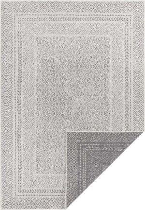 Dywan dwustronny,płasko tkany,sznurkowy, zewnętrzno-wewnętrzny Bougari Twin, szare 120x170cm