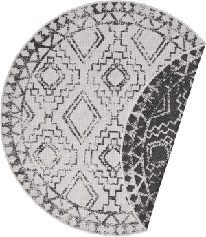 Dywan dwustronny,płasko tkany,sznurkowy, zewnętrzno-wewnętrzny Bougari Elion,czarne KOŁO 160cm