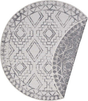Dywan dwustronny,płasko tkany,sznurkowy, zewnętrzno-wewnętrzny Bougari Eljon,szare KOŁO 160cm
