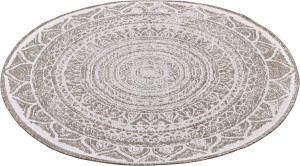 Dywan dwustronny,płasko tkany,sznurkowy, zewnętrzno-wewnętrzny Bougari Siruma,beżowe KOŁO 140cm