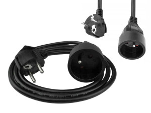 Przedłużacz 1 gniazdo 3m z/u 3x1.5mm2 Czarny
