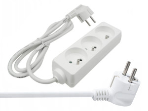 Przedłużacz 3 gniazda 1.5m z/u 3x1.0mm2 Biały