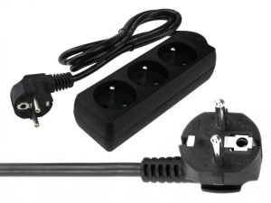 Przedłużacz 3 gniazda 1.5m z/u 3x1.0mm2 Czarny