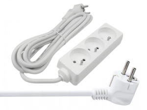 Przedłużacz 3 gniazda 3m z/u 3x1.5mm2 Biały