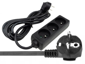 Przedłużacz 3 gniazda 3m z/u 3x1.5mm2 Czarny