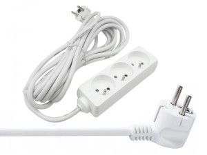 Przedłużacz 3 gniazda 5m z/u 3x1.5mm2 Biały
