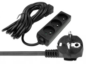 Przedłużacz 3 gniazda 5m z/u 3x1.5mm2 Czarny