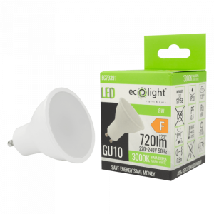 Żarówka LED GU10 8W ~ 60W 3000K BIAŁA Ciepła