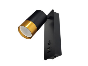 Kinkiet do czytania GU10 Klemens Czarny/Złoty USB