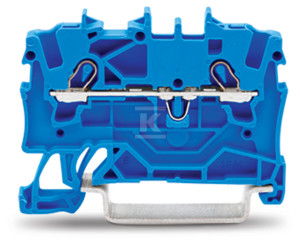 Złączka 2-przewodowa przelotowa 1,5 mm do zastosowań Ex e II oraz Ex i opis z boku i na środku na szynę TS 35 x 15 i 35 x 7,5 Push-in CAGE CLAMP 1,50
