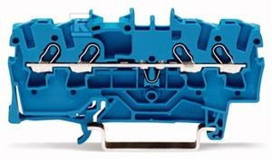 Złączka 4-przewodowa przelotowa 1,5 mm do zastosowań Ex e II oraz Ex i opis z boku i na środku na szynę TS 35 x 15 i 35 x 7,5 Push-in CAGE CLAMP 1,50