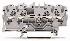 Złączka 4-przewodowa przelotowa 1,5 mm do zastosowań Ex e II opis z boku i na środku na szynę TS 35 x 15 i 35 x 7,5 Push-in CAGE CLAMP 1,50 mm szara