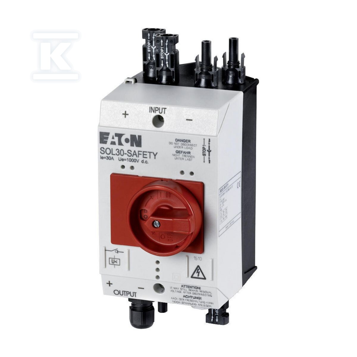 Rozłącznik przeciwpożarowy do PV 30A, MC4, wyzw. podnap. zwł. 230V50Hz SOL30-SAFETY/2MC4-U(230V50HZ)