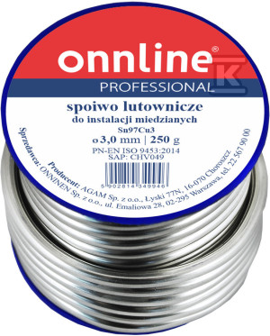 Припій для м'якого паяння Sn97Cu3 3,0mm 250g ONNLINE