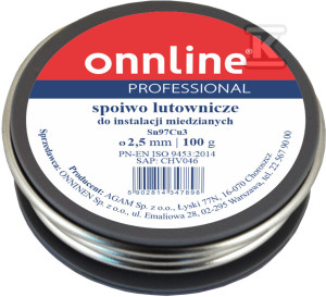 Припій для паяння/м'яке паяння Sn97Cu3 2,5mm 100g ONNLINE