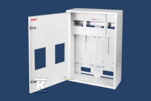 Універсальна розподільна коробка RU-2L-P з O/E лічильниковою 2x3F + місце для 18 захистів, двері із замком та оглядовим вікном - плитка