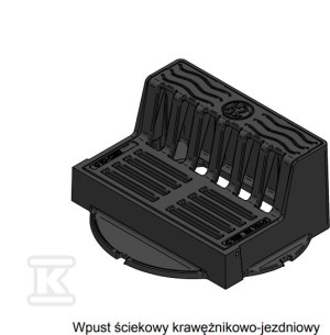 Wpust żeliwny krawężnikowo-jezdniowy WKJ H250, KL.D400 (40T), malowany