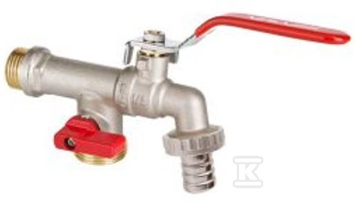 Zawór kulowy czerpalny DN15 Oligo Duo z dławikiem z dzwignią stalową oraz zaworem odcinającym z uchwytem aluminiowym