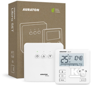 Регулятор температури AURATON Libra SET тижневий, бездротовий, зі стератором опалювального приладу (комплект) (наступник моделі 3021RT)
