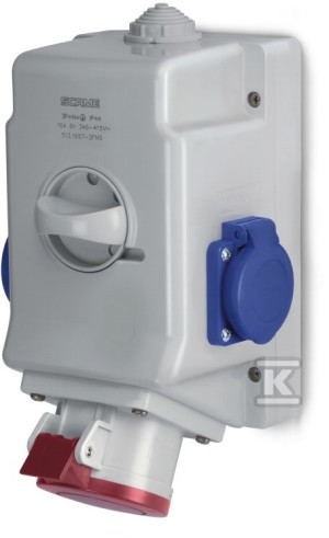 Gniazdo natynkowe OPTIMA-COMBI 3P+N+E 32A + 230V z wyłącznikiem 0-1