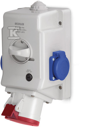 Поверхнева розетка OPTIMA-COMBI 3P+N+E 16A + 230V з вимикачем 0-1
