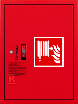 Hydrant DN52 zawieszany z kołyską, wąż 20m płasko-składany, zamek patent, kolor czerwony RAL3000