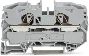Złączka 2-przewodowa przelotowa 16 mm do zastosowań Ex e II opis z boku i na środku na szynę TS 35 x 15 i 35 x 7,5 Push-in CAGE CLAMP 16,00 mm szara